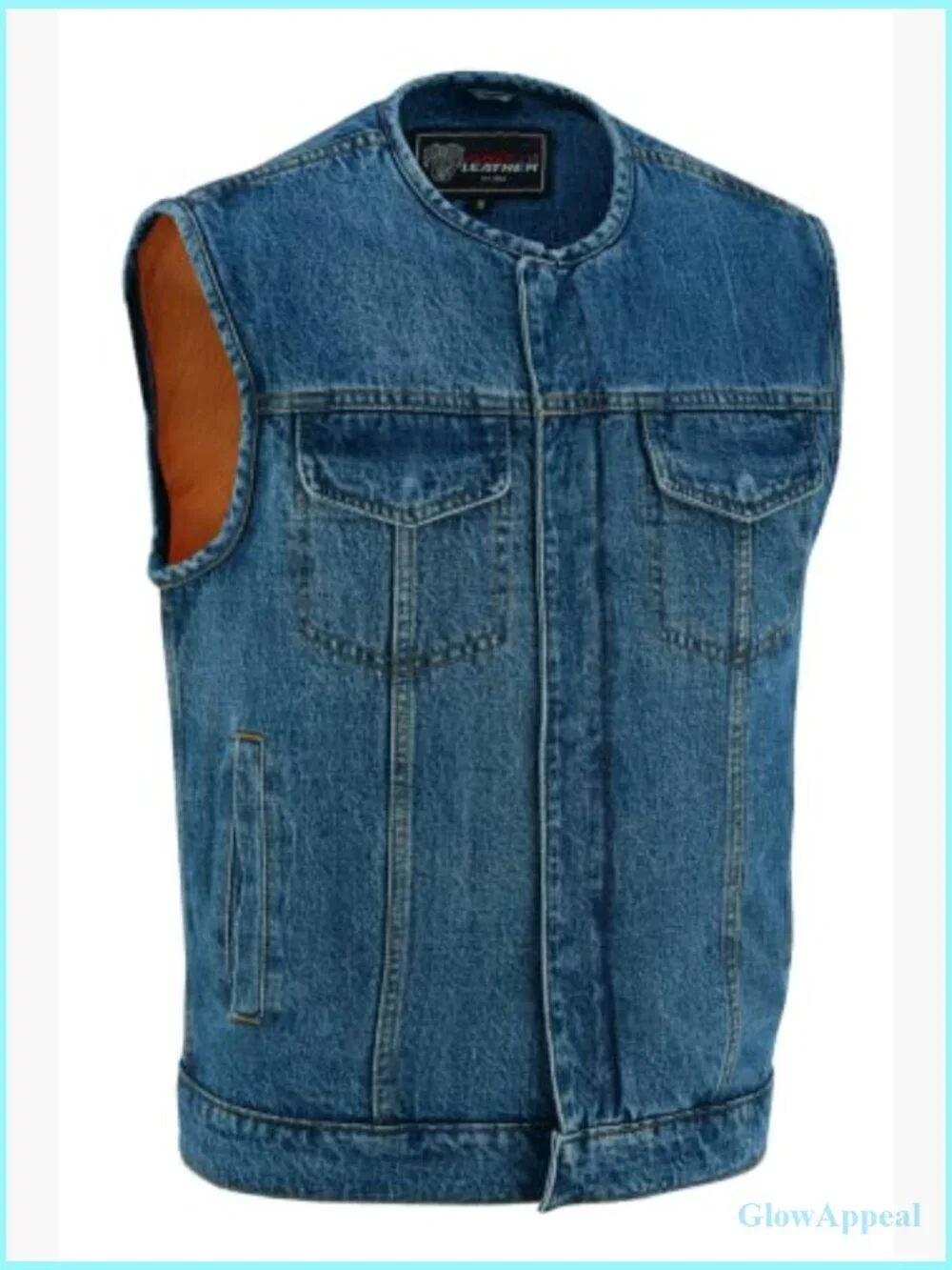 Collarless Denim Club Vest with Conceal Carry Pockets